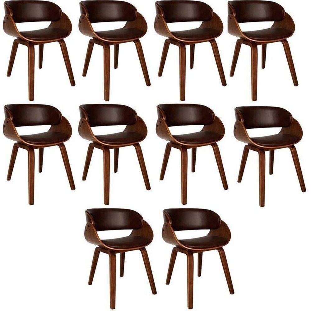 Conjunto com 10 Cadeiras de Jantar Daniela Marrom