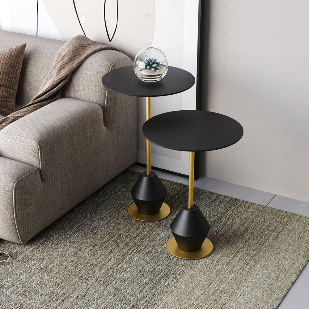 Conjunto Mesa de Canto Asti 65x40x40cm Preto