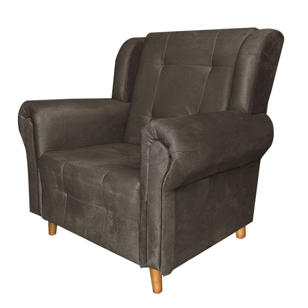 Poltrona Decorativa Bruna Suede Marrom