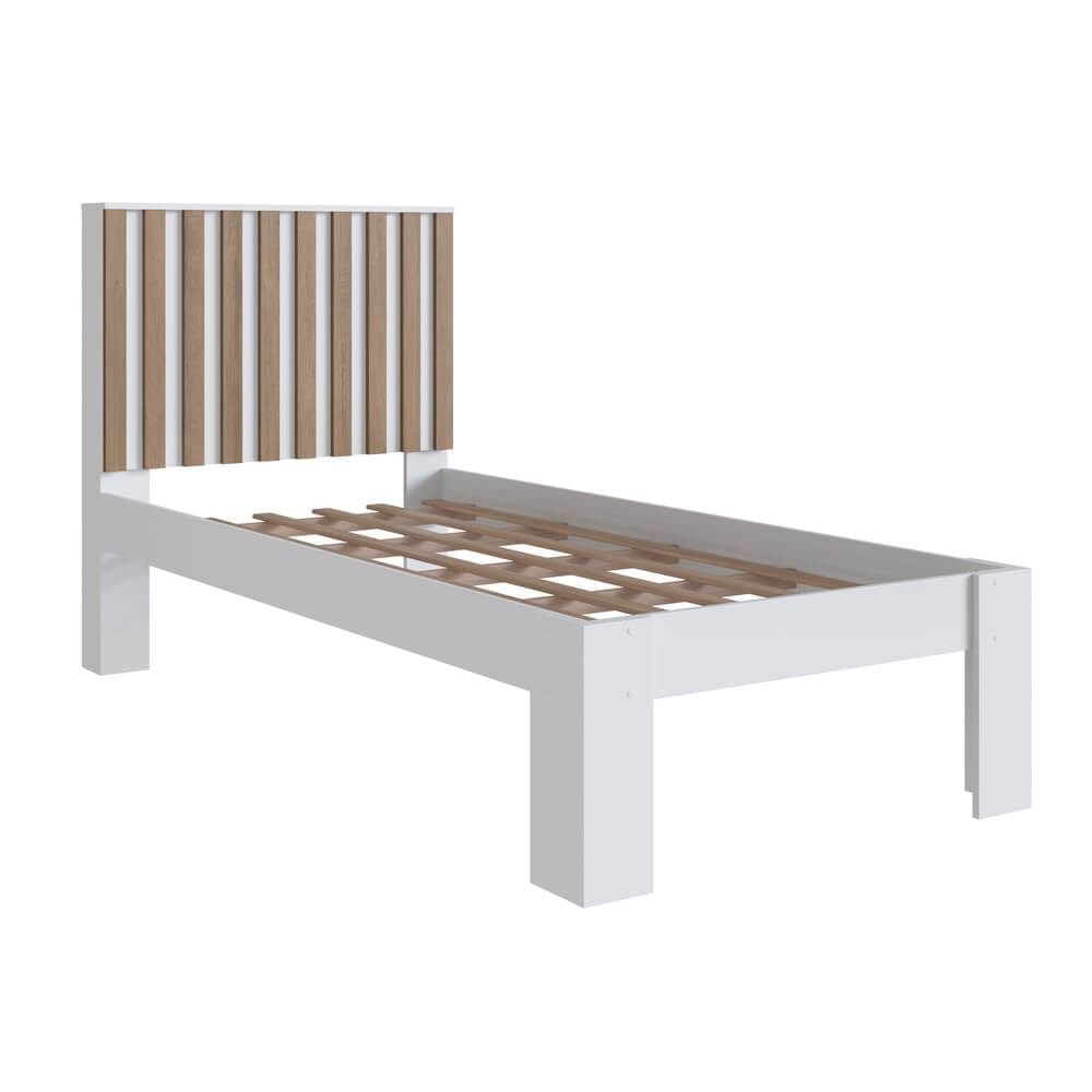 Cama Solteiro Cabeceira Ripada 108X206cm Branco Mell PRODDY