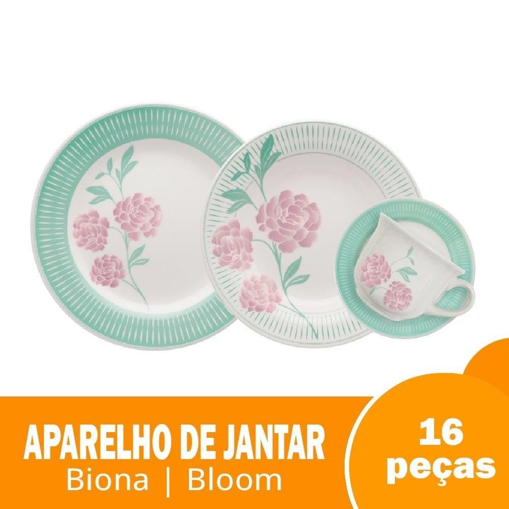 Aparelho de Jantar/Chá Biona Bloom 16 Peças