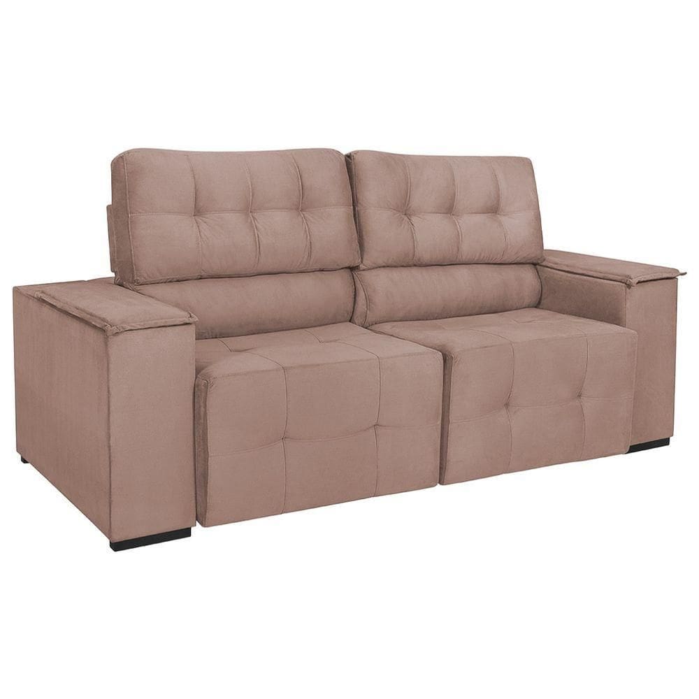 Sofá Cama Retrátil Sala Vicenza 175cm Linho Rosê
