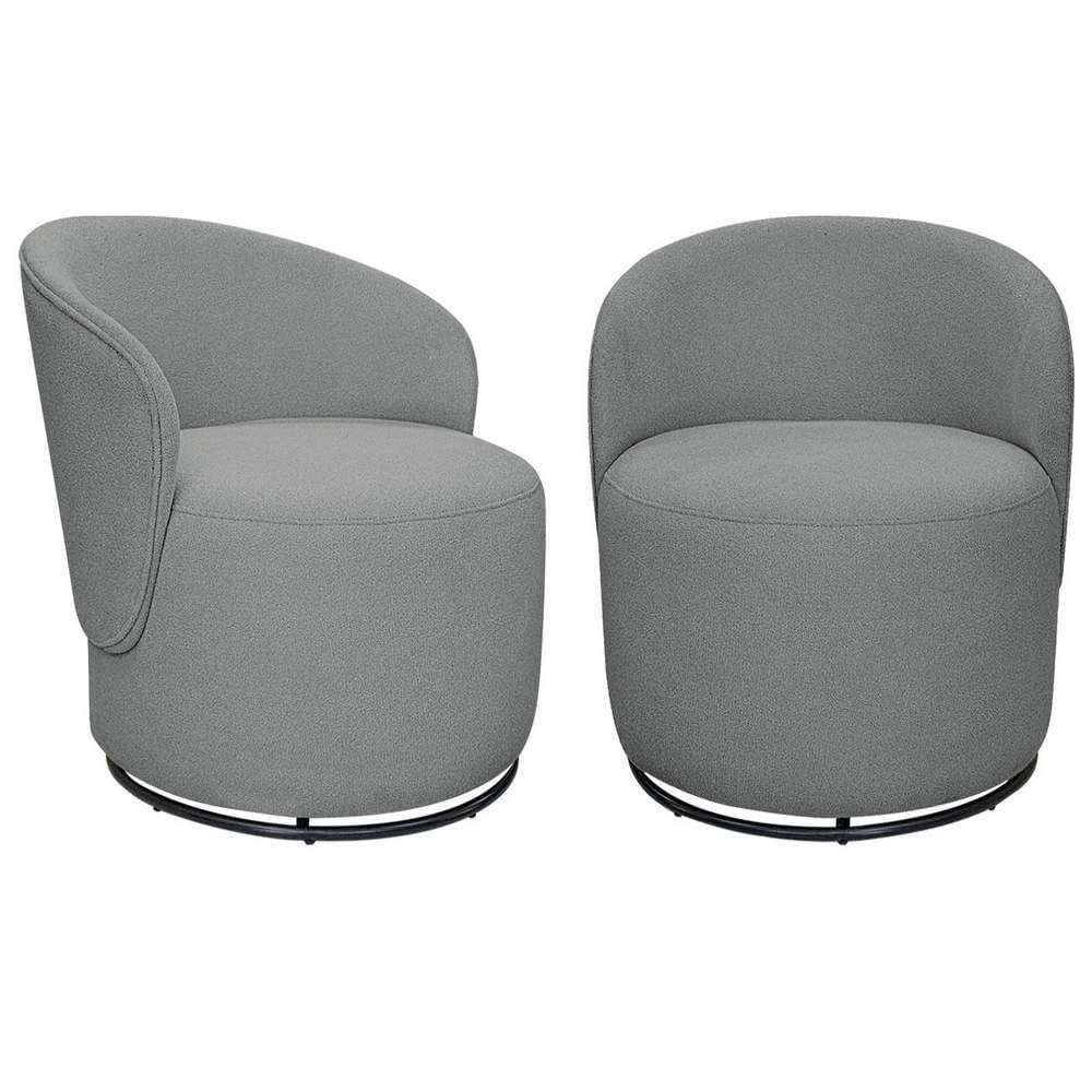 Kit 2 Poltronas Decorativas Giratórias Sala De Estar Recepção Valentina Bouclé Adj Decor Cinza