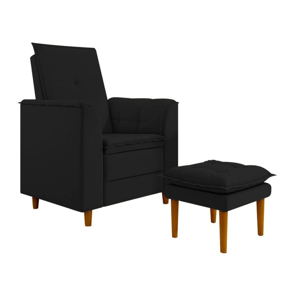 Kit Poltrona E Puff Amamentação Confortável Ternura Suede