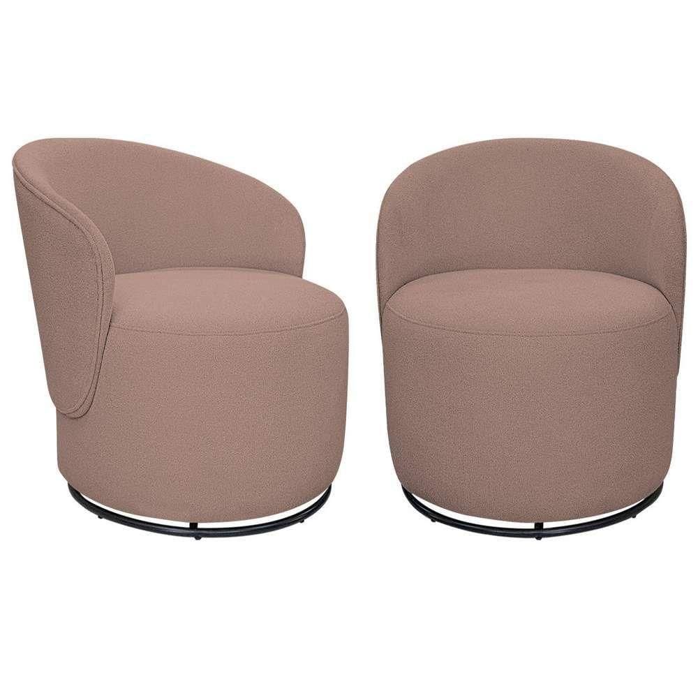 Kit 02 Poltronas Decorativas Giratórias Sala De Estar Recepção Valentina Linho Adj Decor Rosê