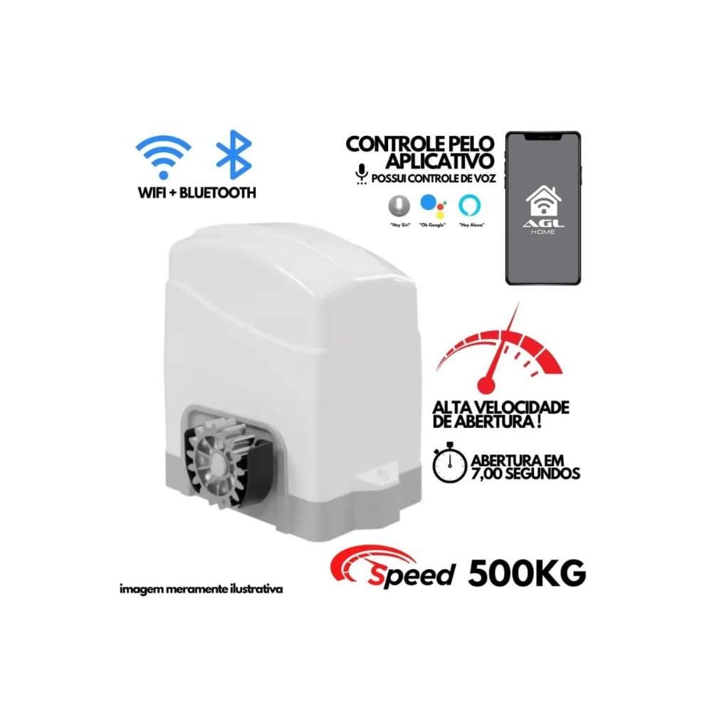 Motor Portão Eletrônico Izzy 500 Speed 127V/220V Com Cremalheira Gomo de Plástico 3 Metros