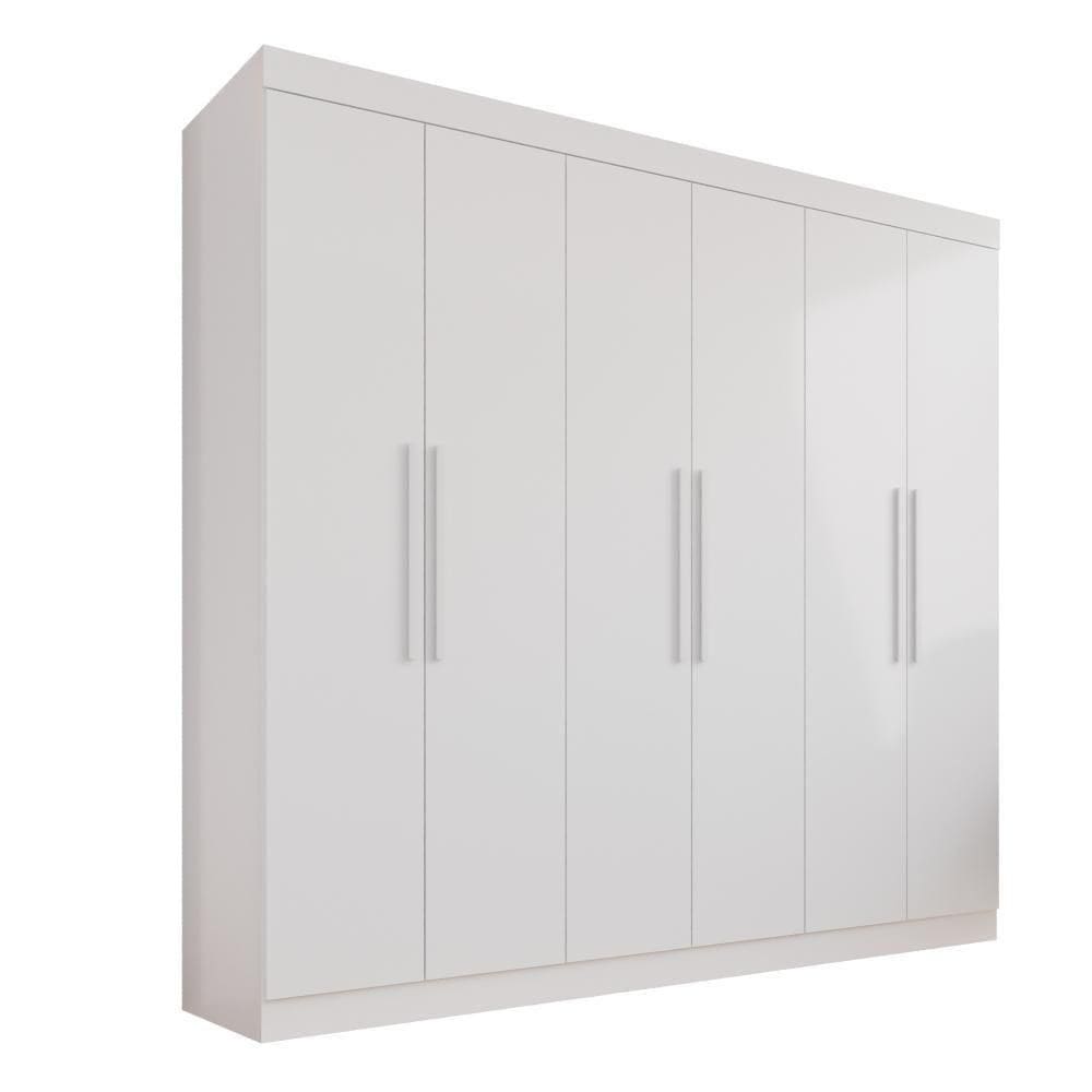 Guarda-roupa Casal 6 Portas 4 Gavetas Roma Neve