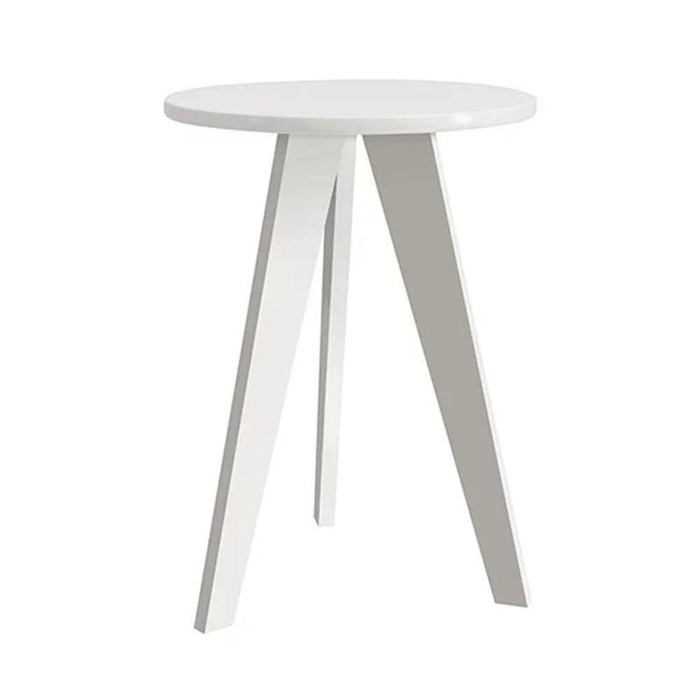 Mesa De Canto Prince Branco Fosco Com Pés Branco Reller Móveis