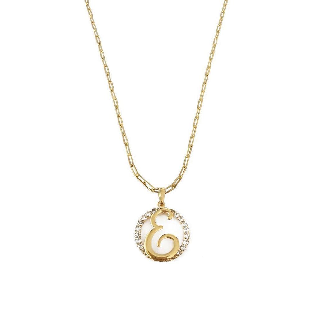 Colar Corrente 50 Cm Feminina Pingente Letra E Banhado Ouro