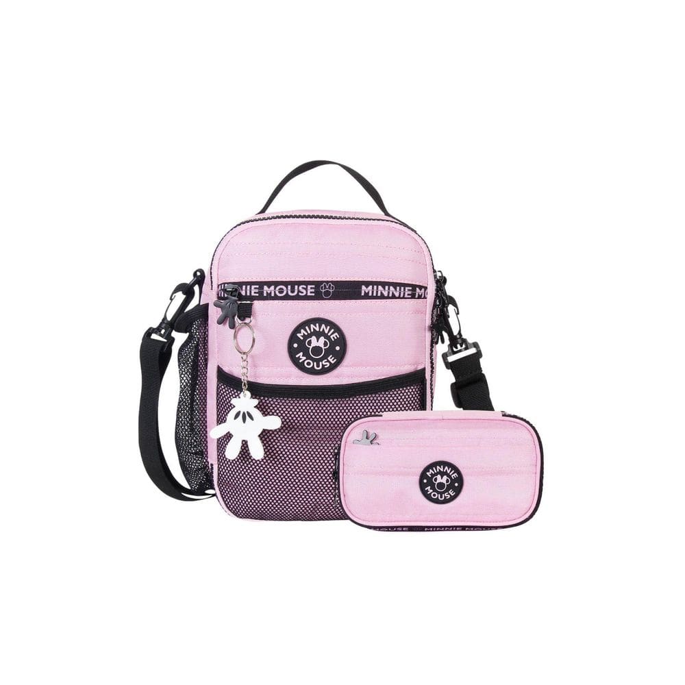 Kit Escolar Lancheira Bag + Estojo Minnie Mouse Juvenil Rosa