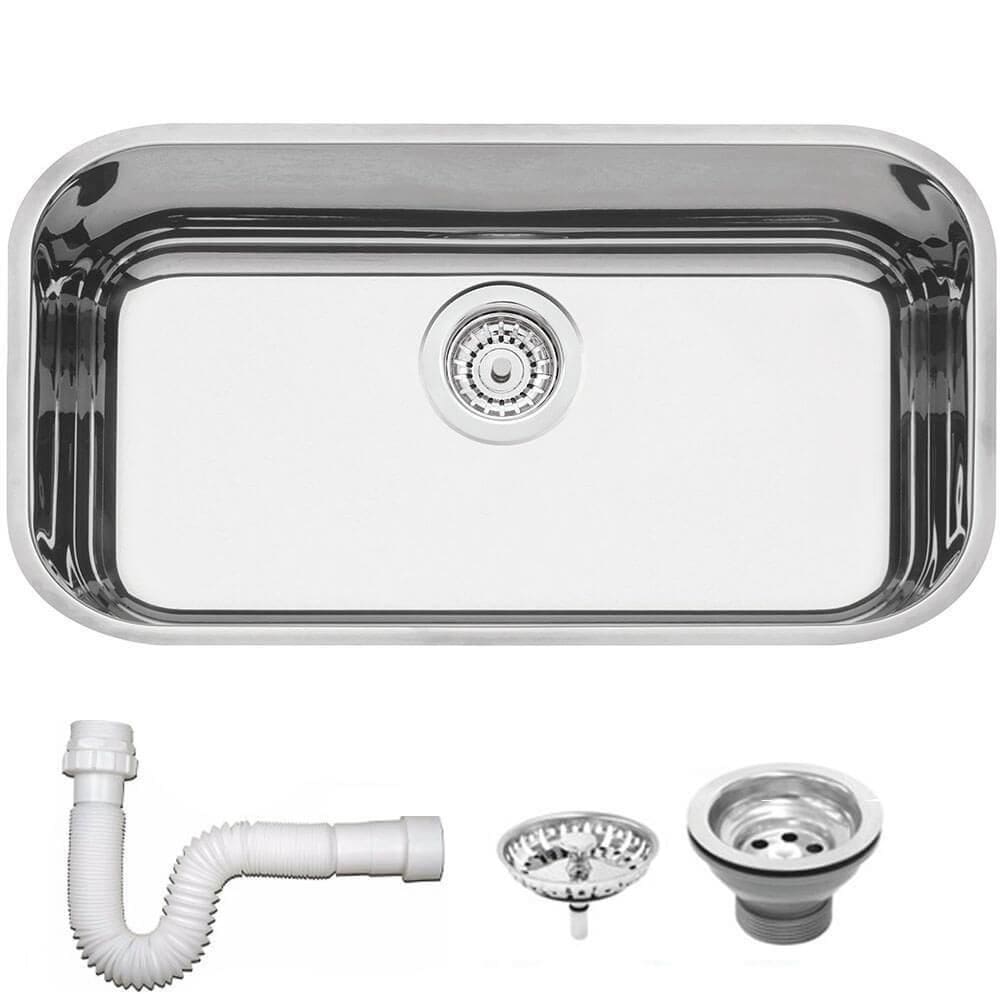 Cuba Tramontina Lavínia 56 BL Prime em Aço Inox Alto Brilho 56x34 cm com Válvula e Sifão 94024202