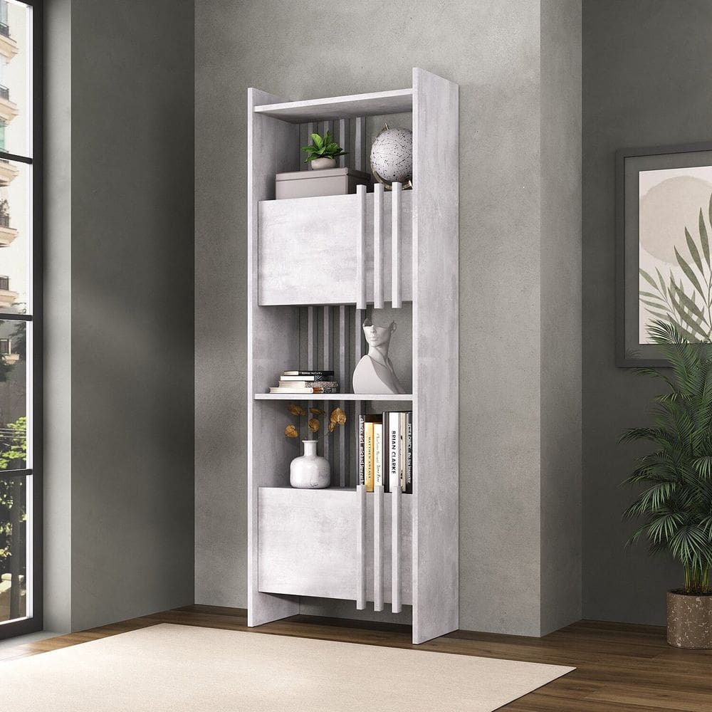 Estante para Livros com 2 Portas Arbos Concreto