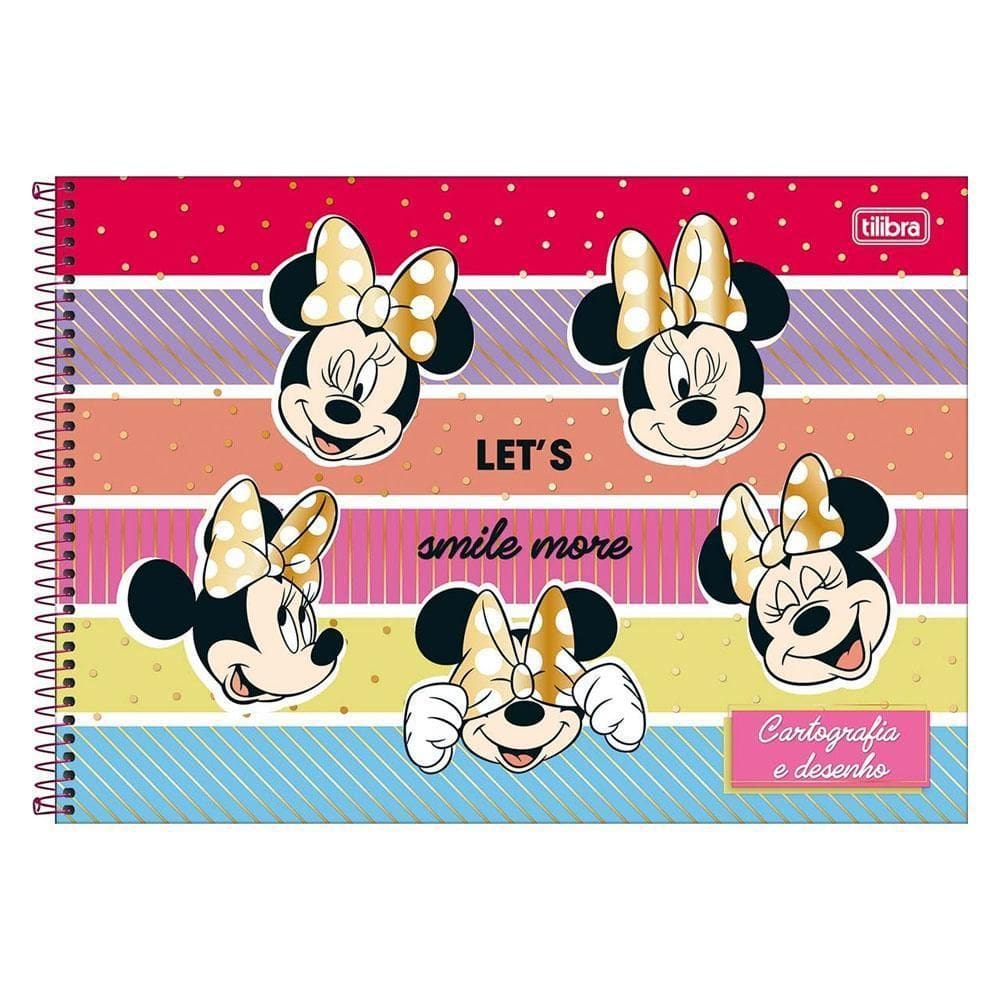 Caderno Desenho Cartográfia 80Fls Minnie Listras Tilibra