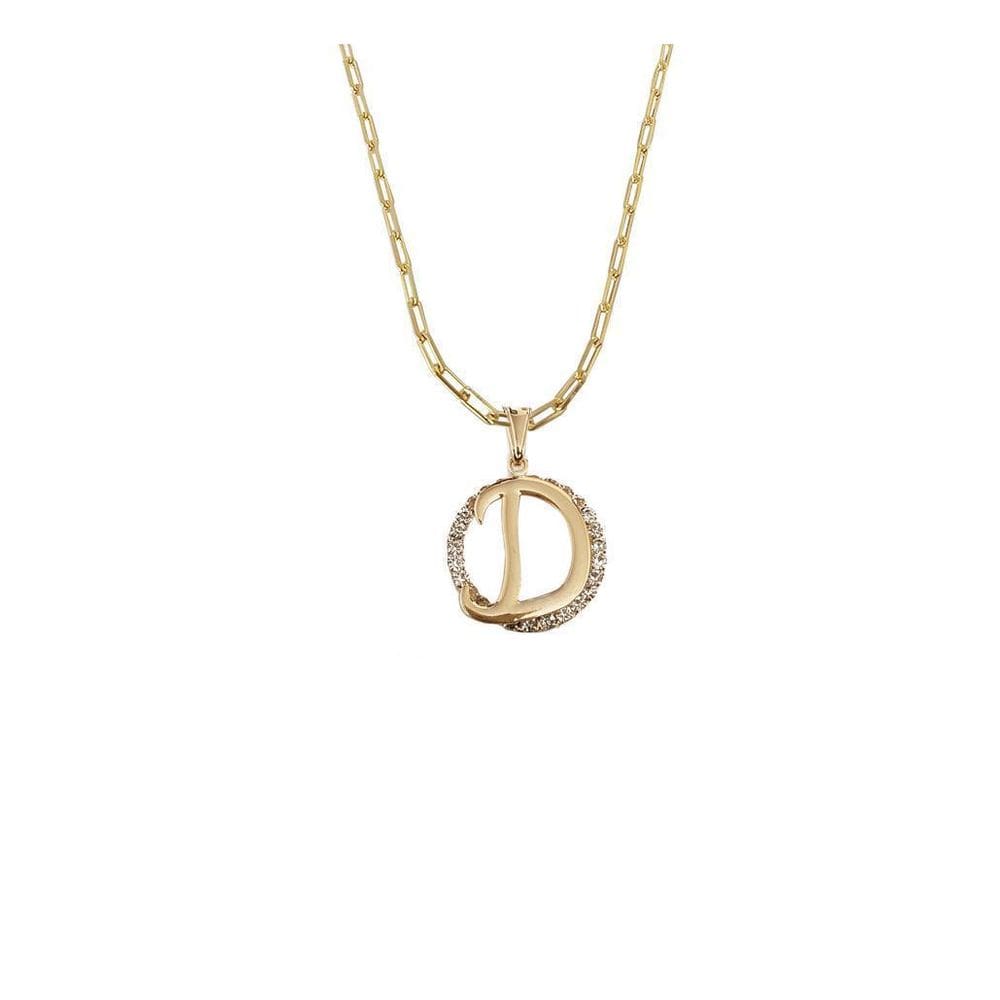 Colar Corrente 60 Cm Feminina Pingente Letra D Banhado Ouro