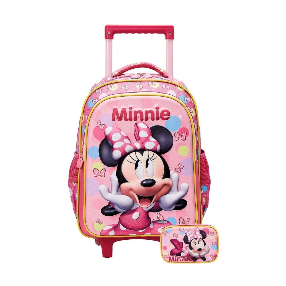 Kit Escolar Mochila Rodinha+Estojo Box Minnie Mouse