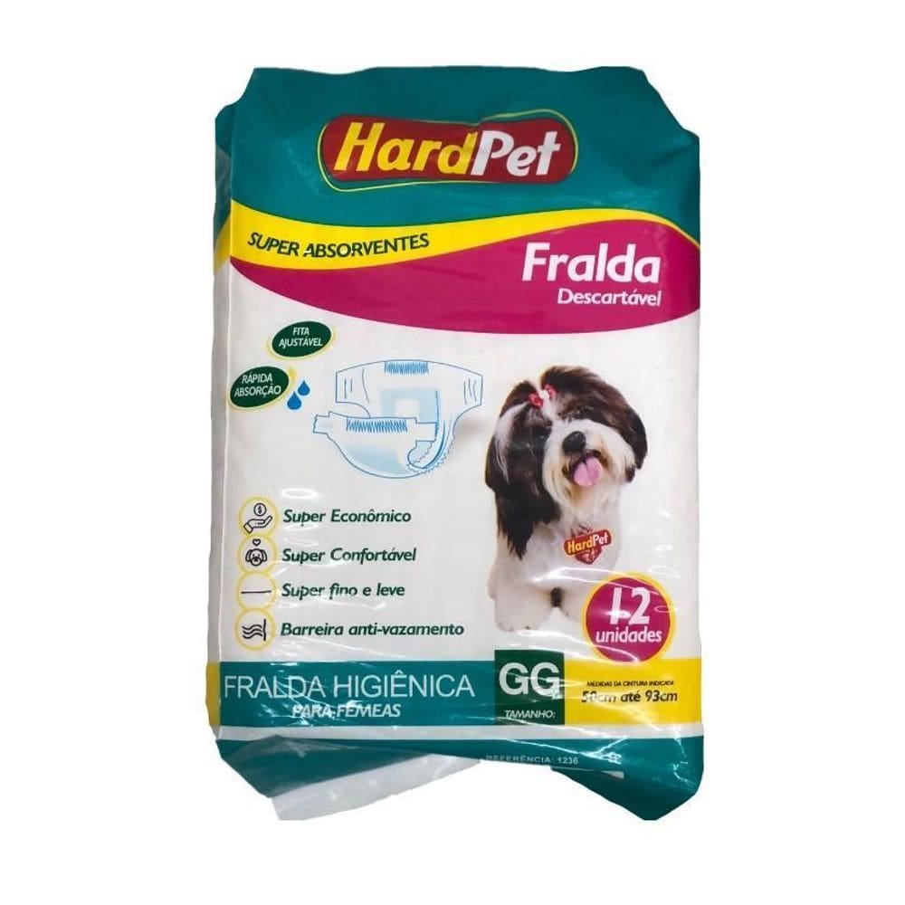 Fralda Higiênica Hard Pet Cães Fêmeas 12 Unidades Tamanho Gg