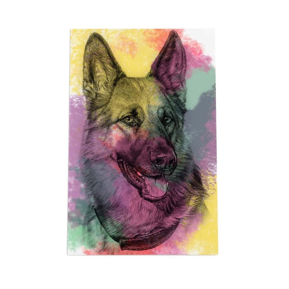 Quadro Cachorro Pastor Alemão Tinta Aquarela Canvas 60X40Cm
