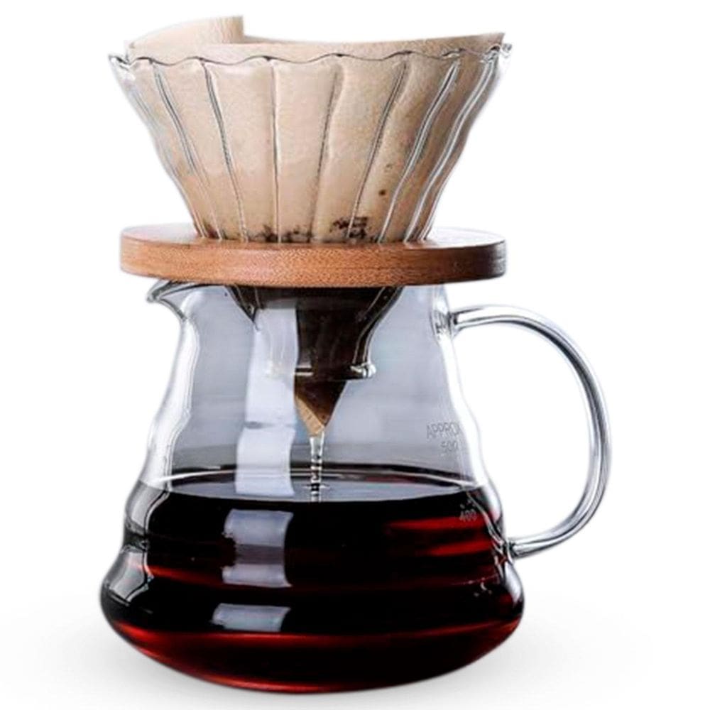 Cafeteira Suporte Filtro Papel Em Vidro E Bambu Cristal