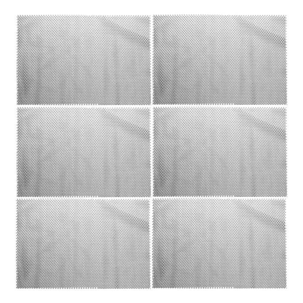 Jogo 6 Lugar Americano Retangular Mesa Pvc Antiderrapante Cinza 45x30cm Lyor