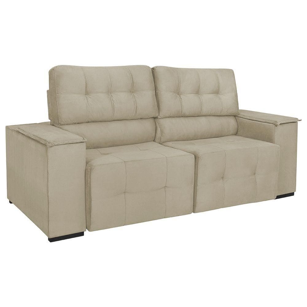 Sofá Cama Retrátil Sala Vicenza 175cm Suede Cinza