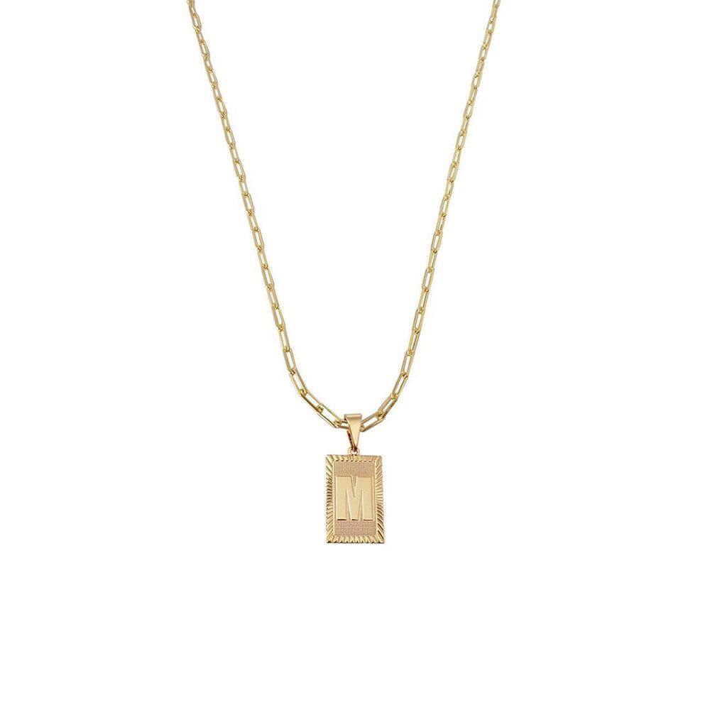Cordão 60Cm Masculino Feminino Pingente Letra M Banhado Ouro