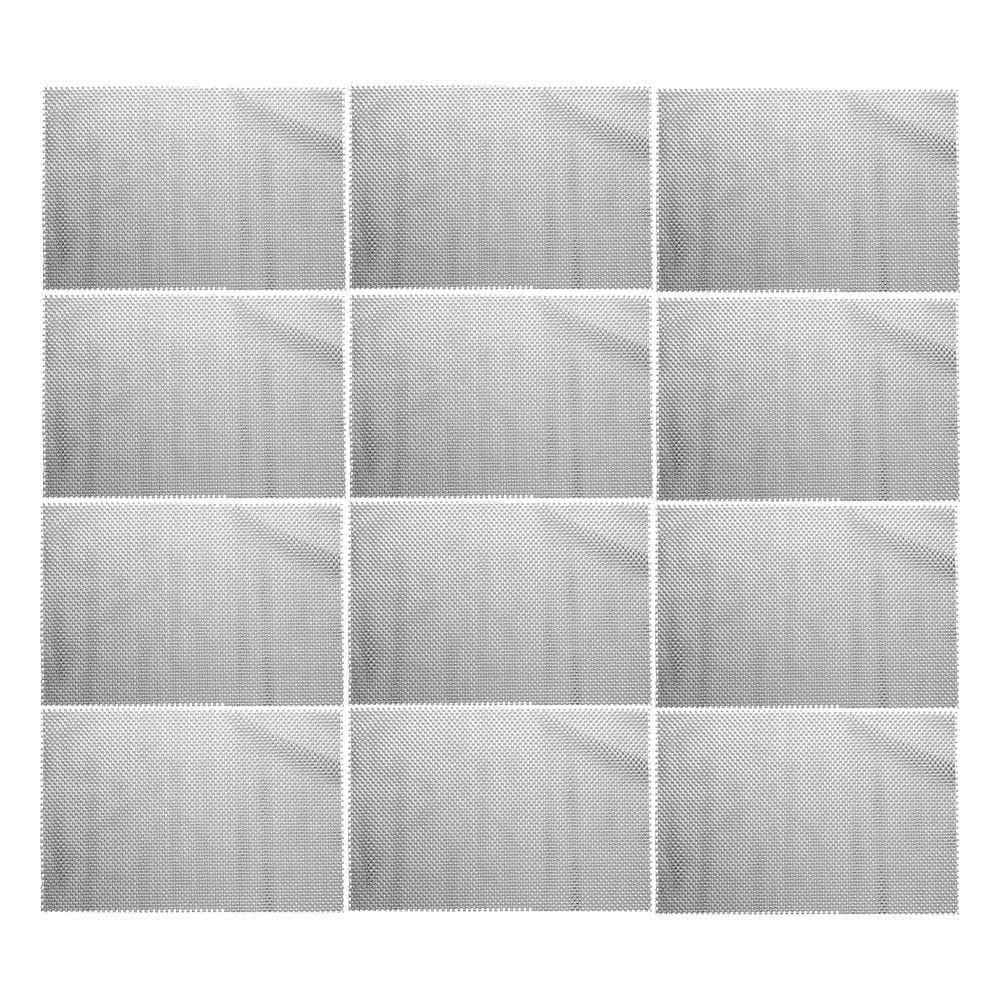 Jogo 12 Lugar Americano Retangular Mesa Pvc Antiderrapante Cinza 45x30cm Lyor