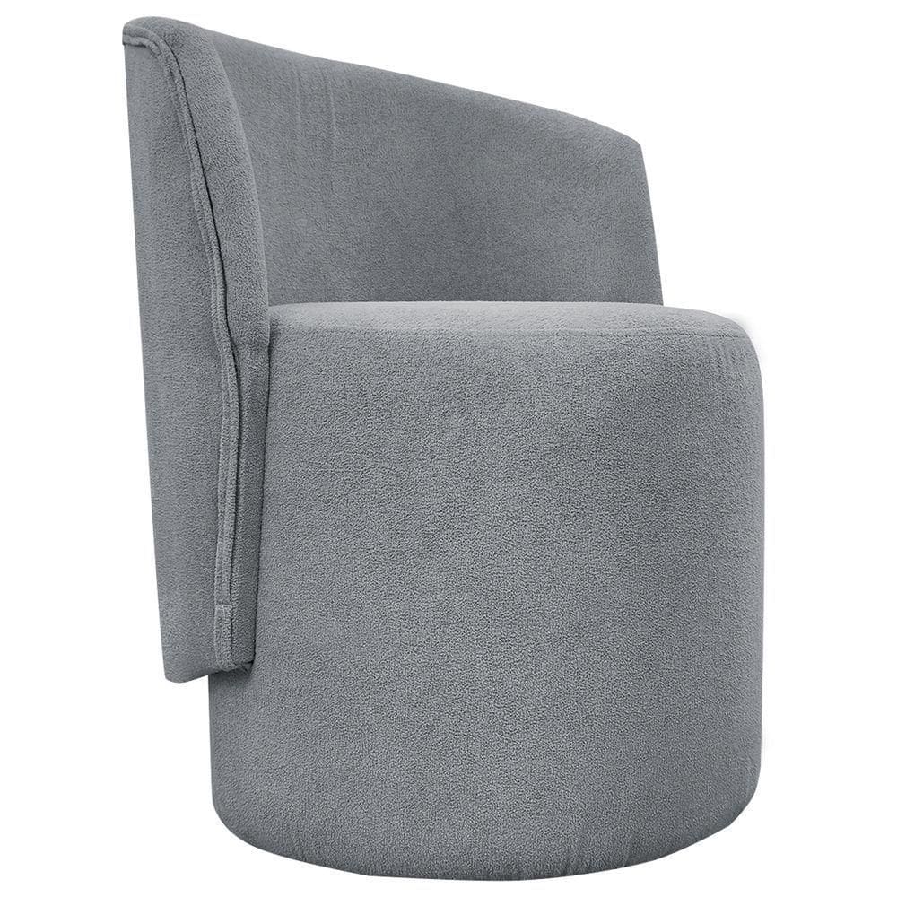 Poltrona Decorativa Para Sala Aura Bouclé Premium Cinza Buclê