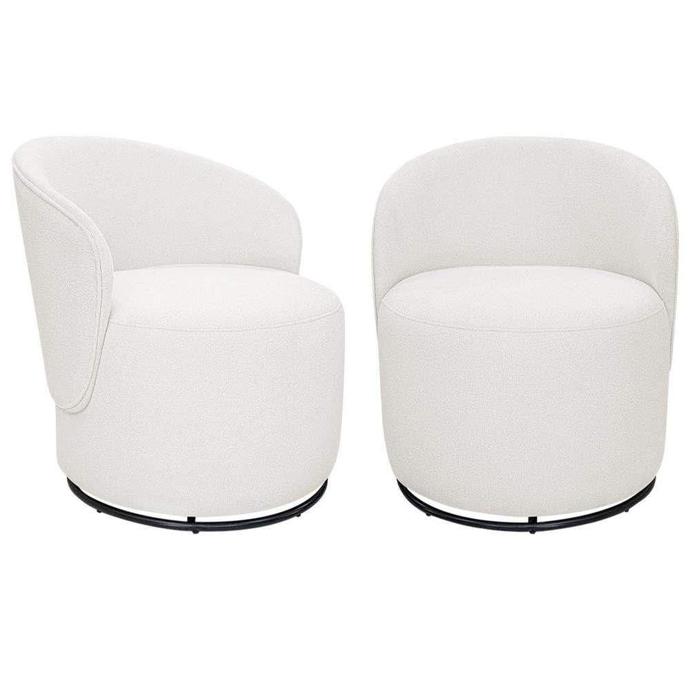 Kit 2 Poltronas Decorativas Giratórias Sala De Estar Recepção Valentina Bouclé Adj Decor Branco