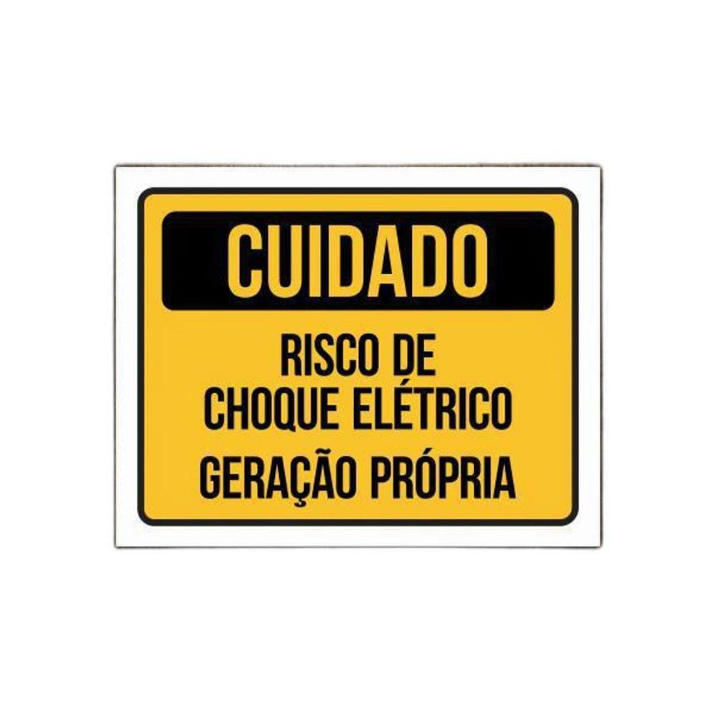Placa Cuidado Geração Própria Risco De Choque Elétrico 36X46