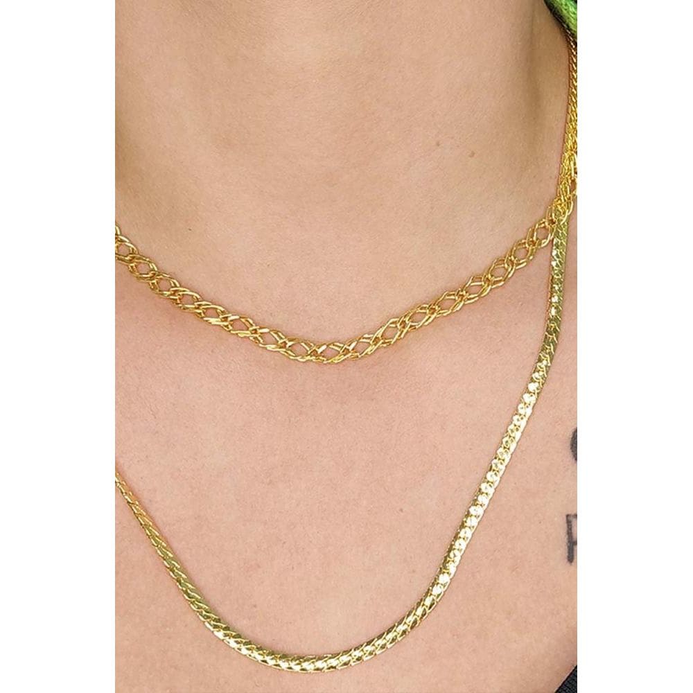 Colar Duplo Com Correntes Grossas Banhado Em Ouro 18k [F027]
