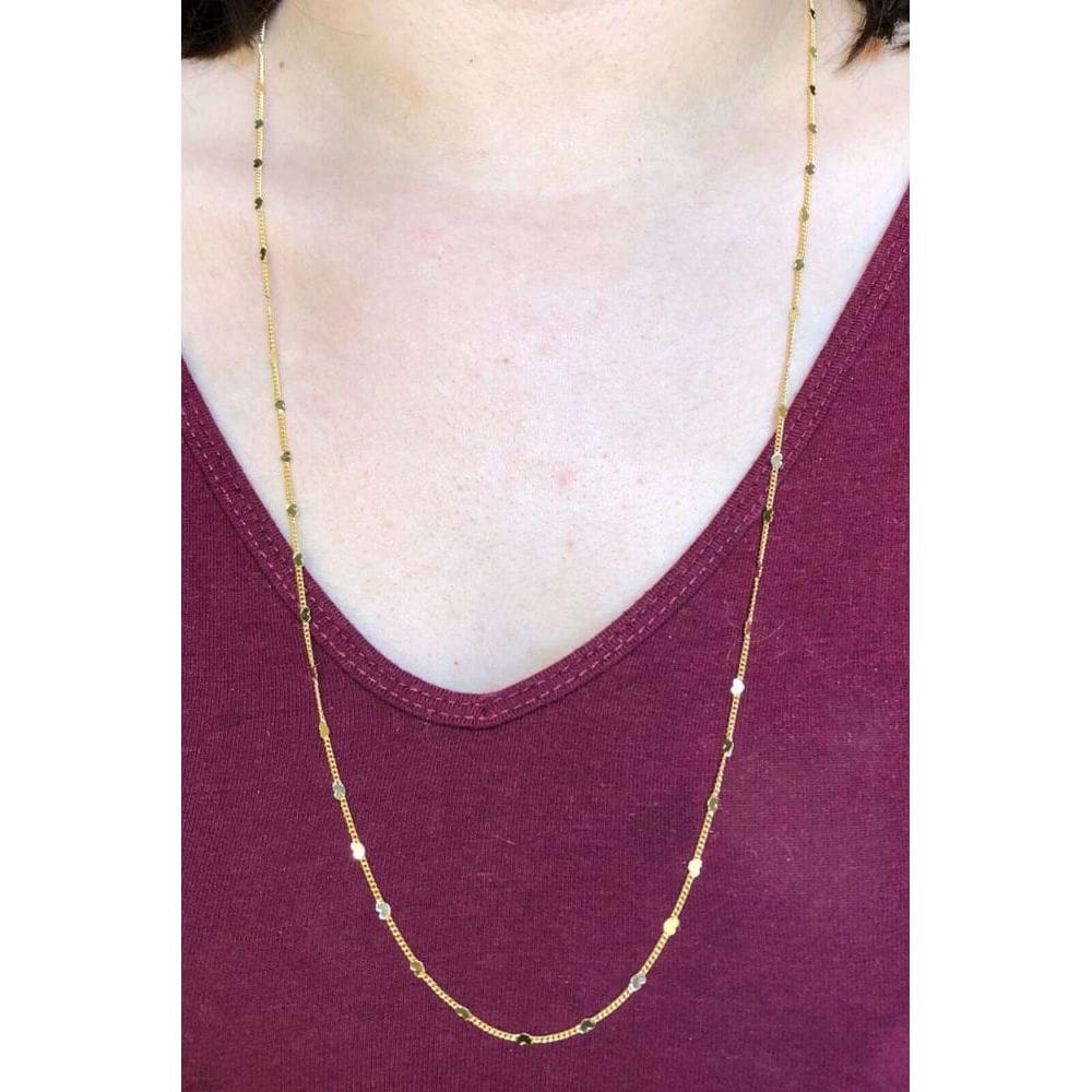 Colar Com Corrente Em Intervalos De Mini Corações Banhado Em Ouro 18k [F027]