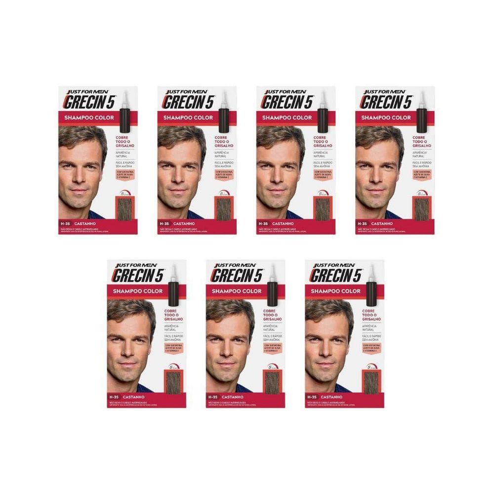 Grecin 5 Shampoo Tonalizante Castanho - Kit Com 7Un