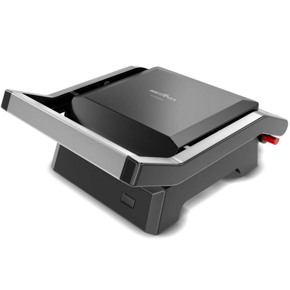 Grill Sanducheira Britania 520W Placas Onduladas Antiaderente Luxx Black