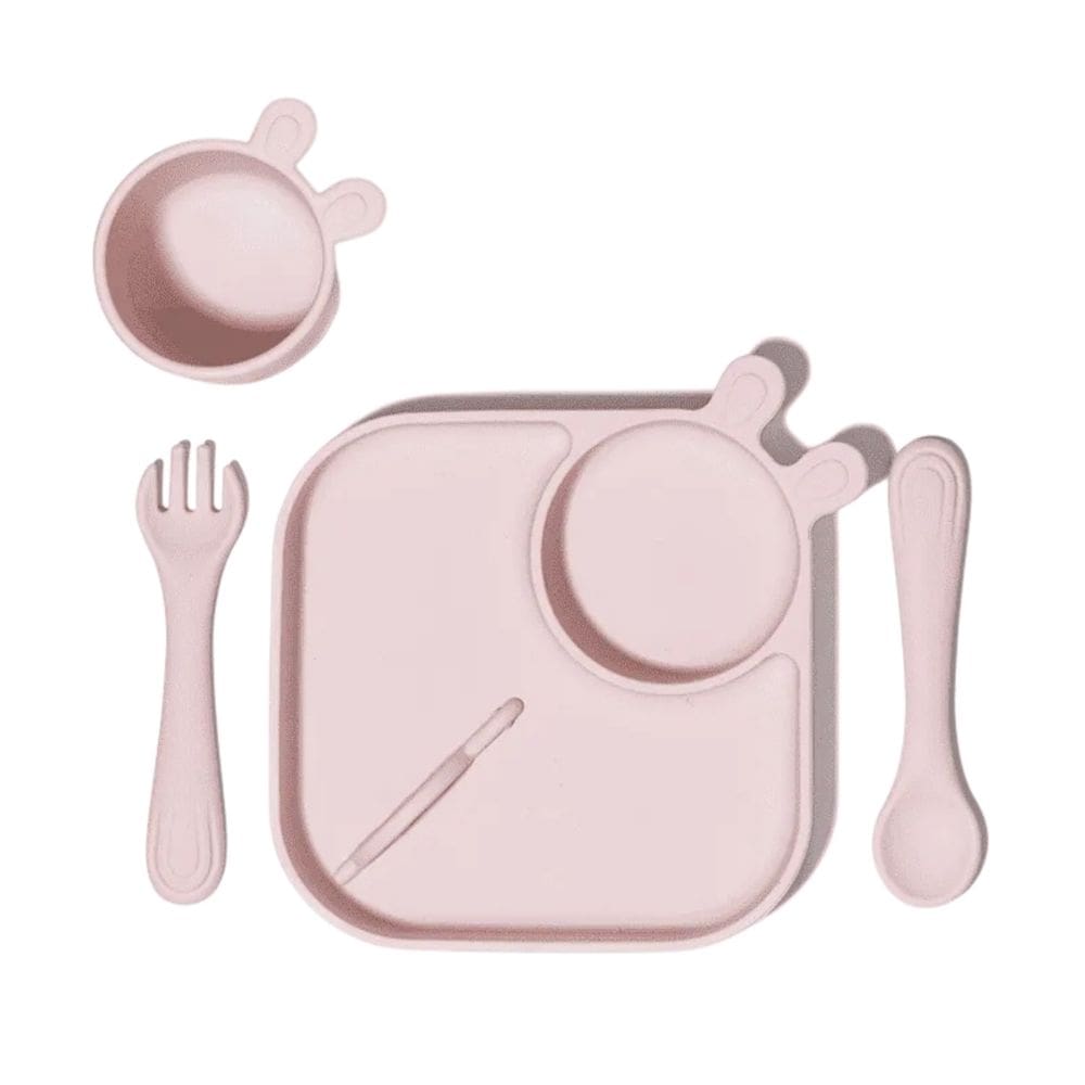 Kit de Alimentação Infantil Silicone 4 Peças Rosa - Petit Piá