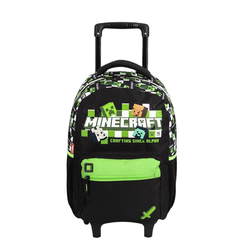 Mochila De Carrinho Minecraft M Sestini Preta Verde