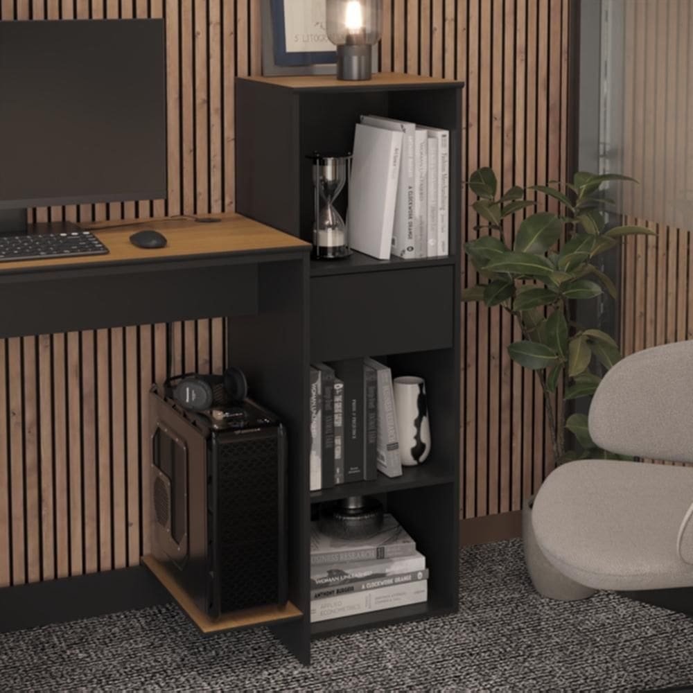 Armário Livreiro Smart Office 1 Gaveta e Tampo MDF Usinado 100cm