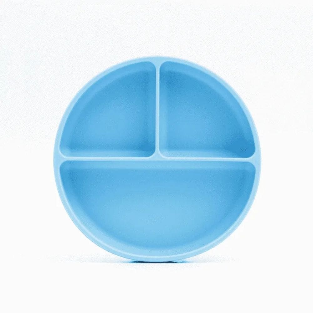 Prato Infantil Silicone com Divisórias e Ventosa Azul - Petit Piá