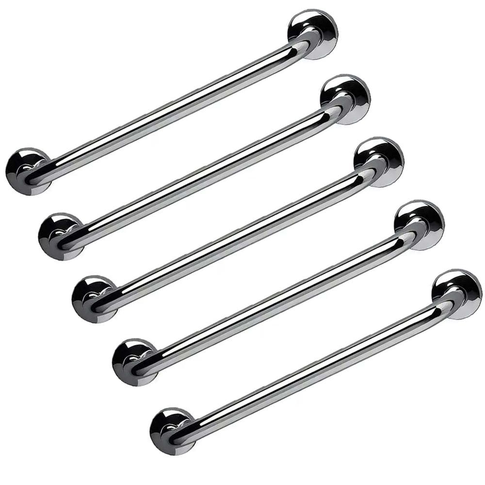 Barra de Apoio 40cm Alça Aço Inox Kit 5 Unidades Acessibilidade Gestante Idoso Criança Cadeirante Banheiro Box Escada Resistente Suporte Corrimao