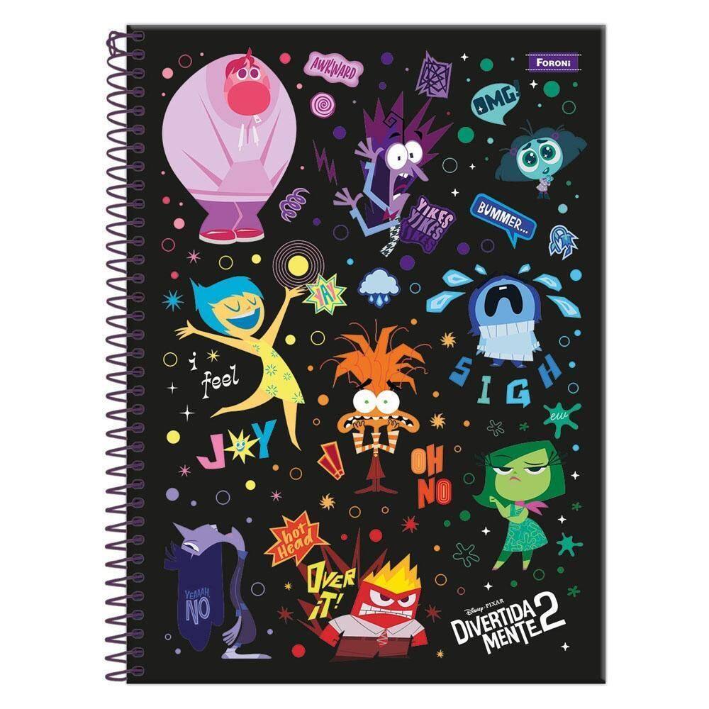 Caderno Univ 15 Matérias 240Fl Divertidamente 2 Preto Foroni