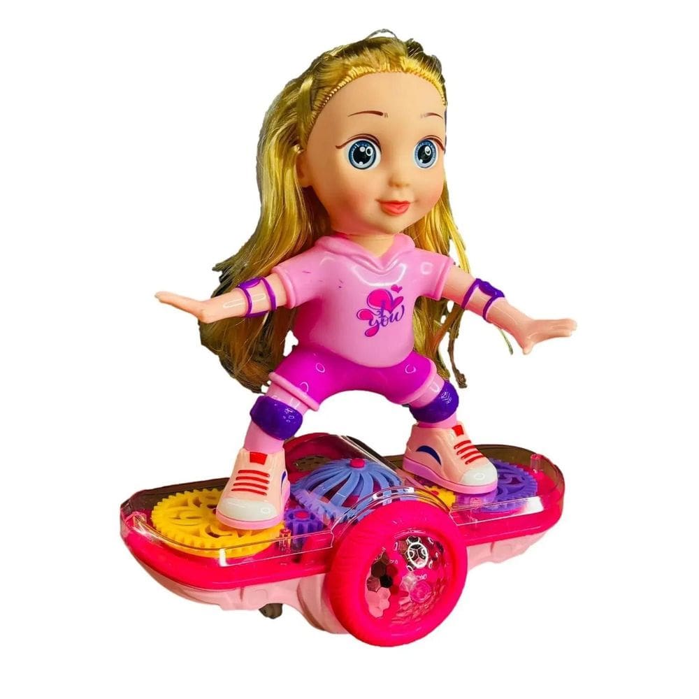 Boneca Infantil Hoverboard Música Dança E Giro 360