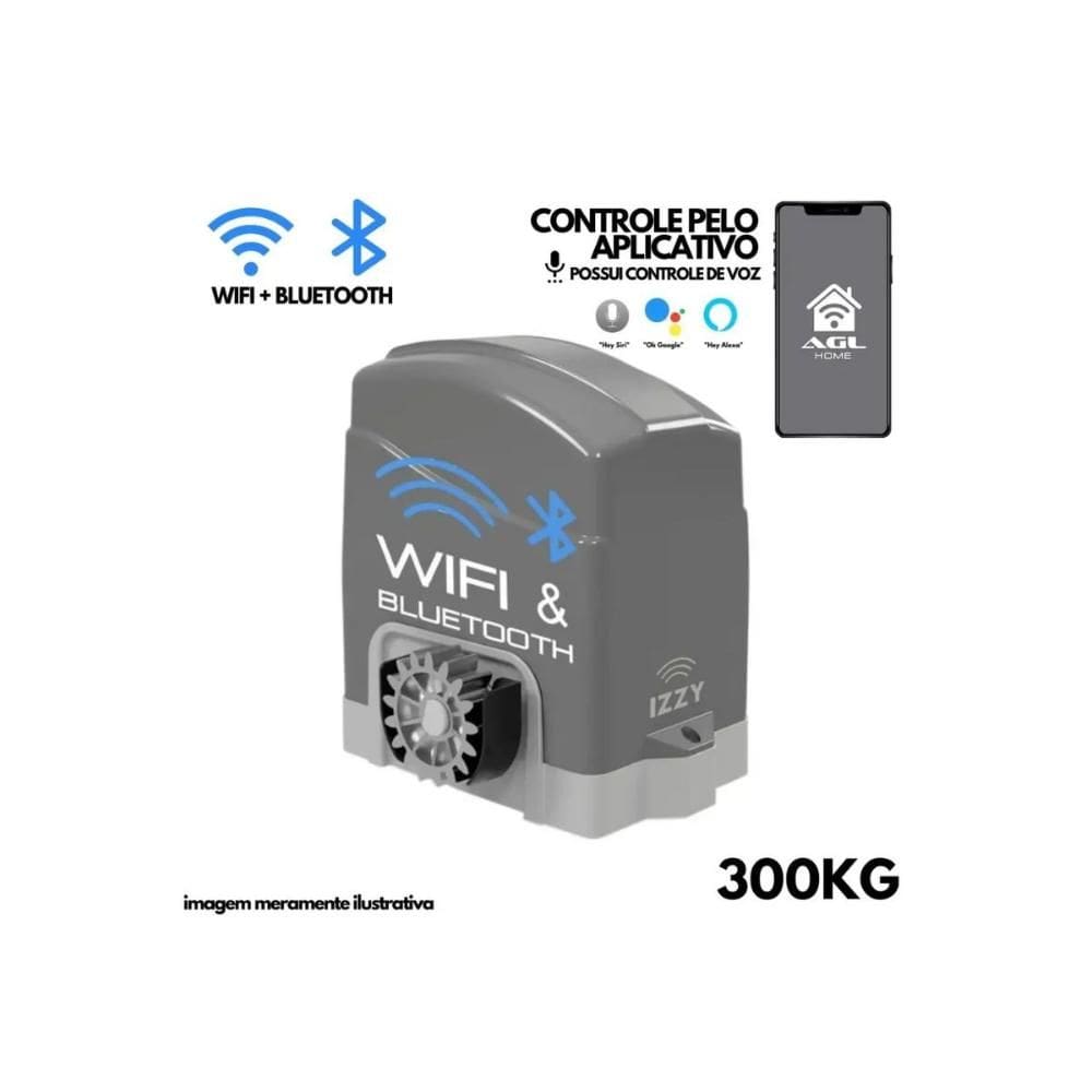 Motor Portão Eletrônico Izzy 300 127V/220V Com Cremalheira Plástico 4,5 Metros