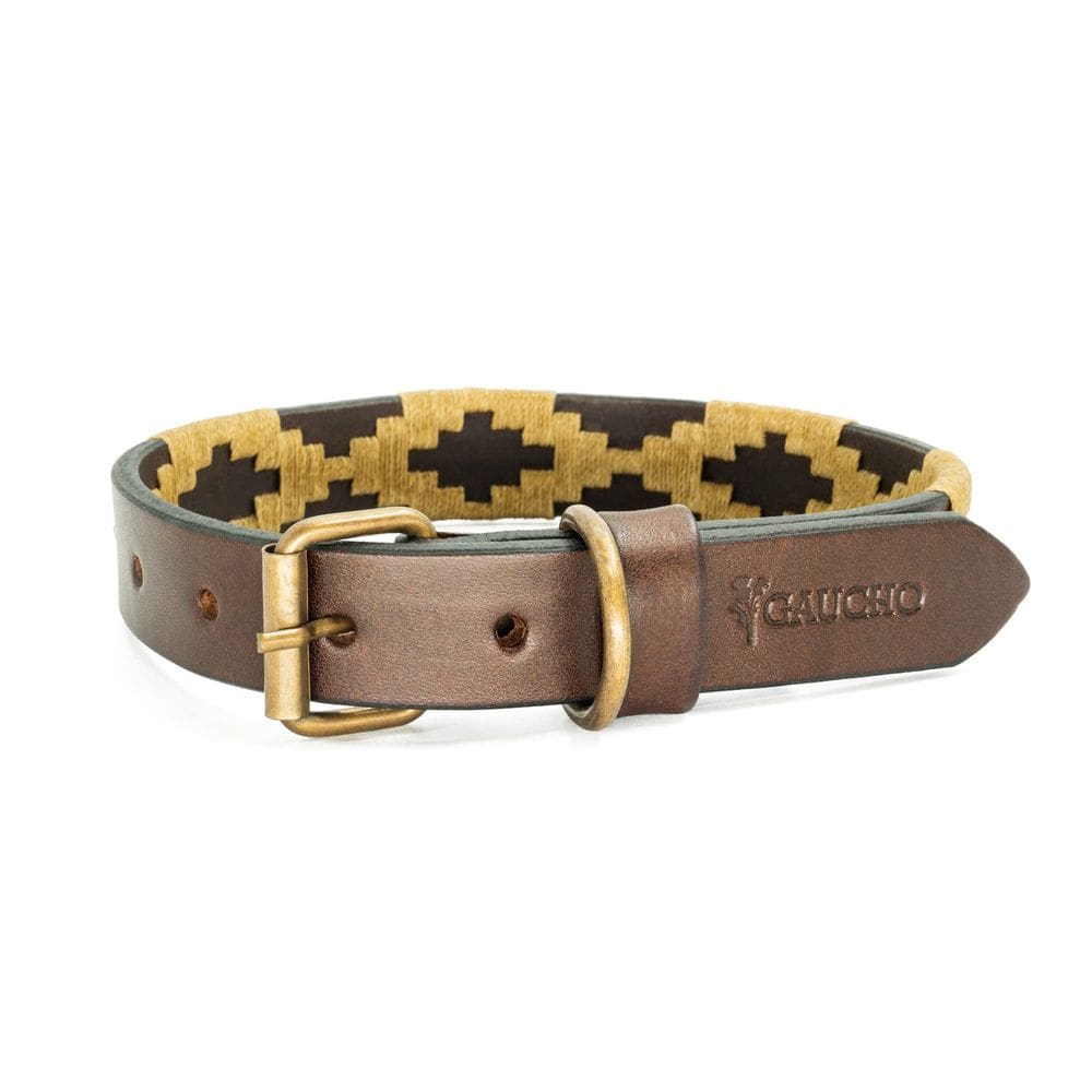 Coleira para cães GauchoLife Polo em couro costurada à mão, porta grande