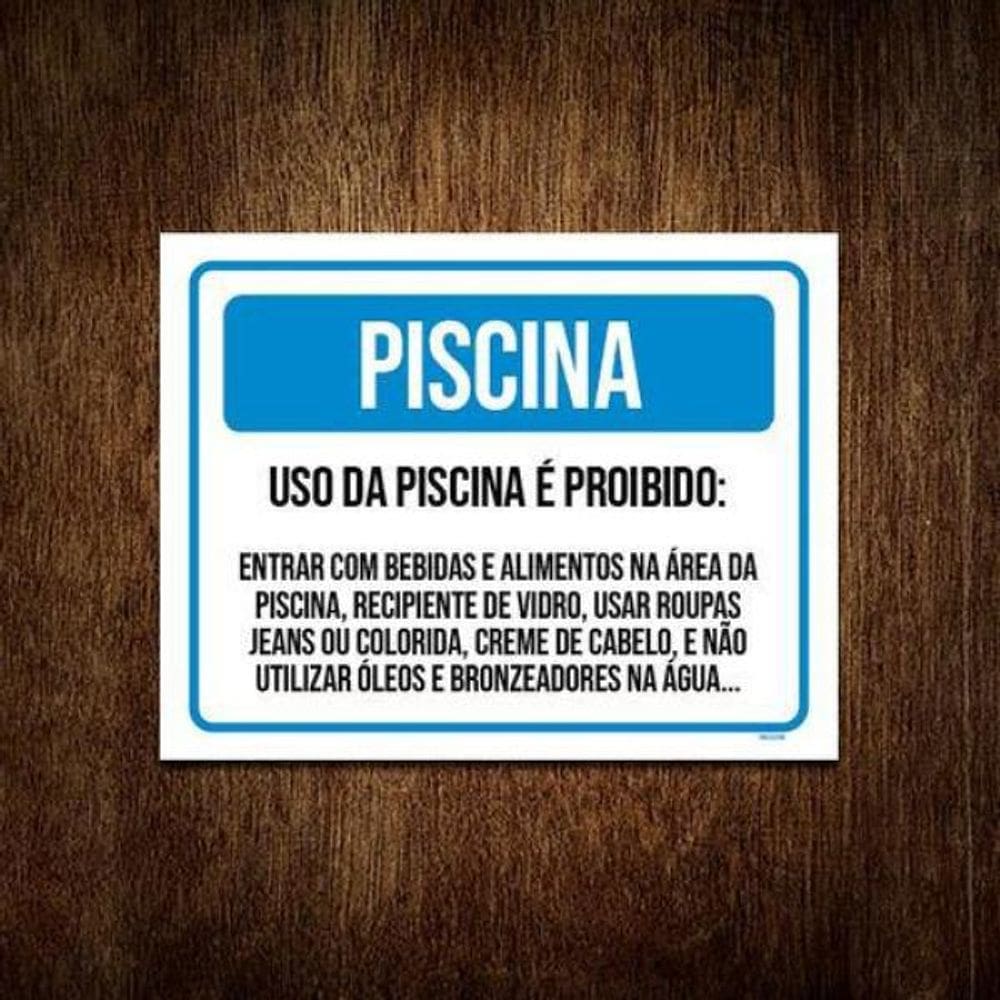 Kit 10 Placas - Uso Da Piscina Regras Condomínio