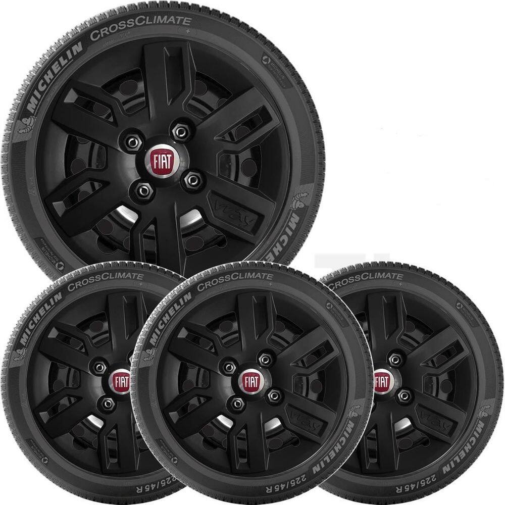 4X Calota Fiat Uno Way Aro 13 Preto Emblema 227Cb