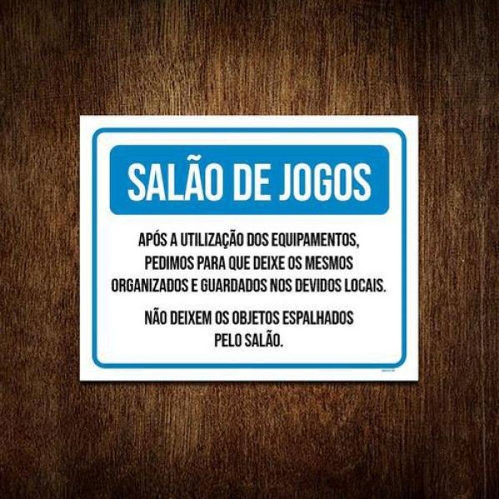 Placa Condomínio Salão De Jogos Equipamentos 18x23cm 5un