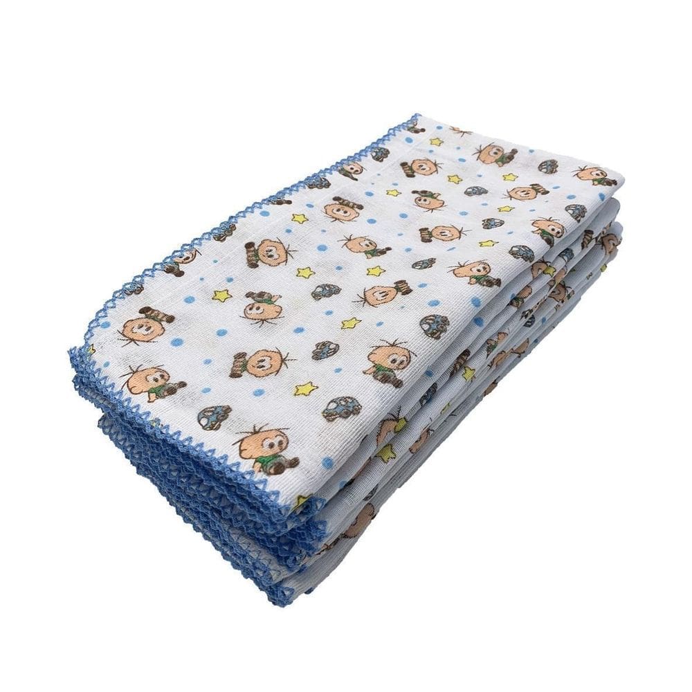 Kit 3 Fralda Pano Estampa Turma Do Cebolinha 70X70Cm Croche