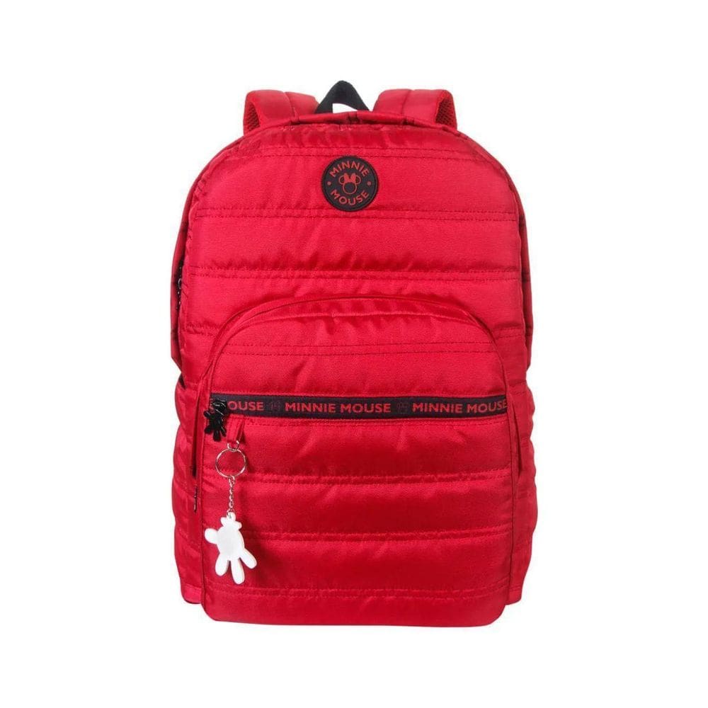 Mochila De Costa Vermelha Minnie Com Matelassê Xeryus