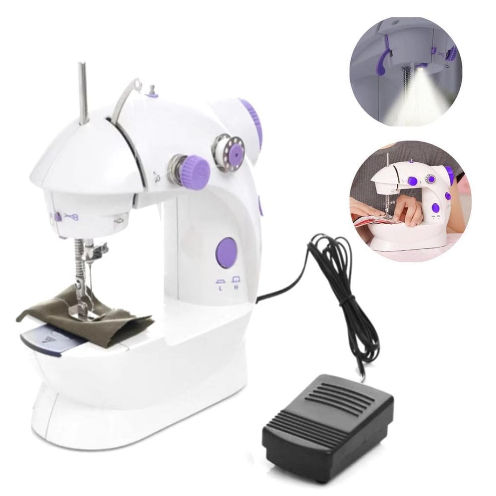 Máquina De Costura Elétrica Com Led Portátil Branca