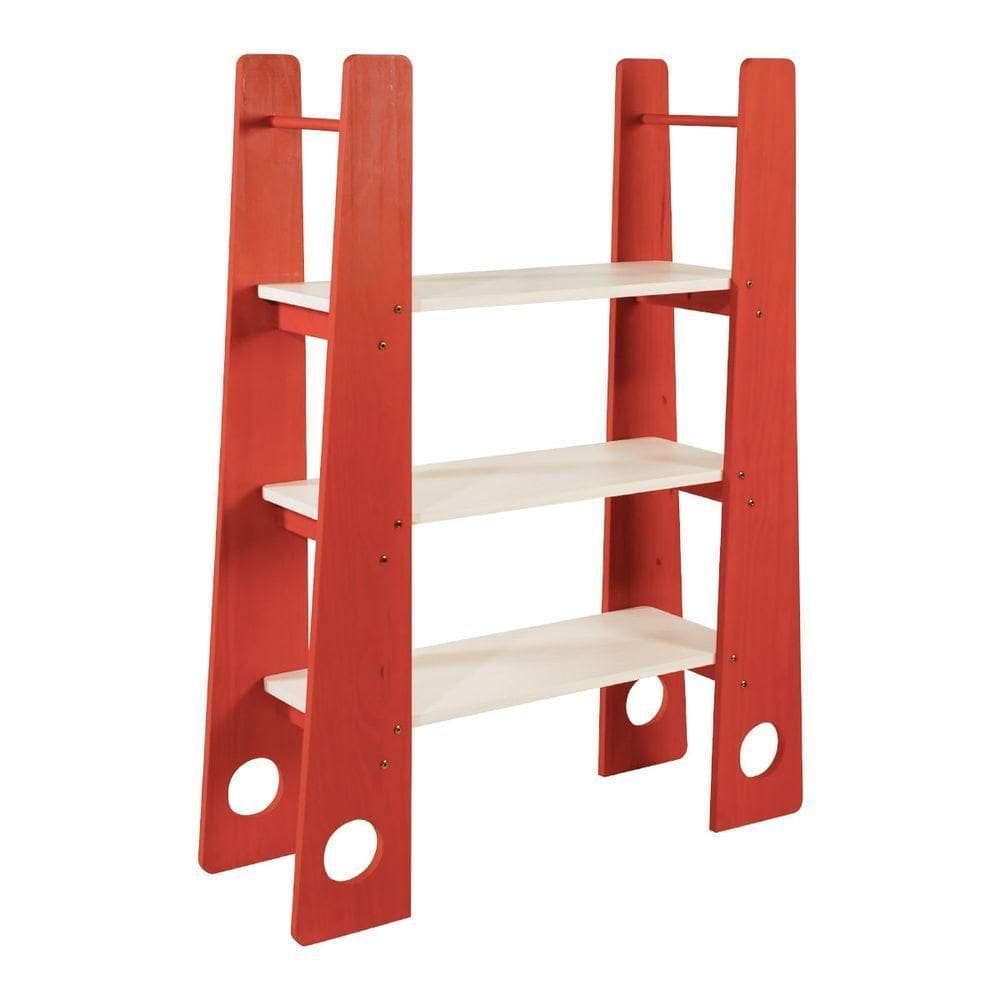 Estante Em Madeira Ludo Tramontina 102x34x130 Cm Branco Vermelho