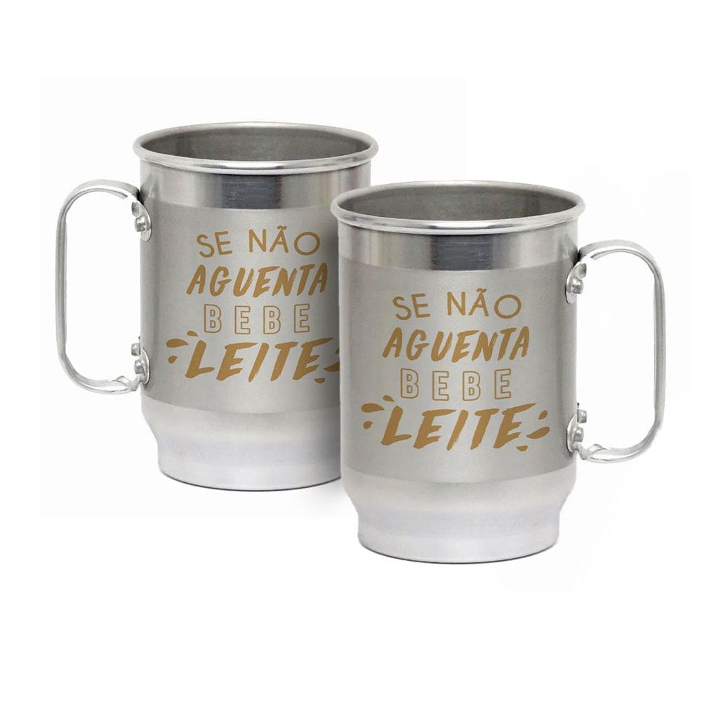 Caneca Alumínio c/ Faixa Fosca 600ML Não Aguenta Bebe Leite